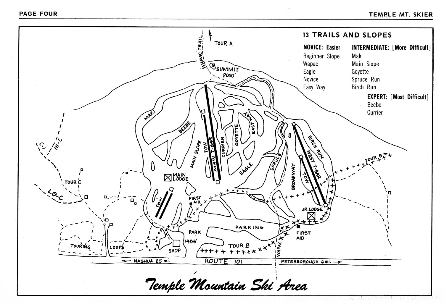 Temple Mountain Ski Area Map
